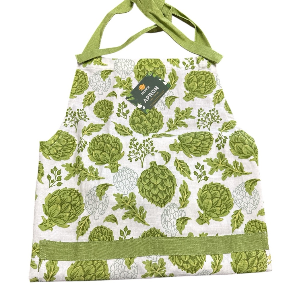 NEW Bon Appetit ARTICHOKE DESIGN APRON with Double Front Pockets